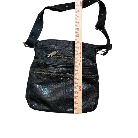 Kenneth Cole Reaction Black Leather Crossbody Bag With Adjustable Strap & Multip - Picture 5 of 11